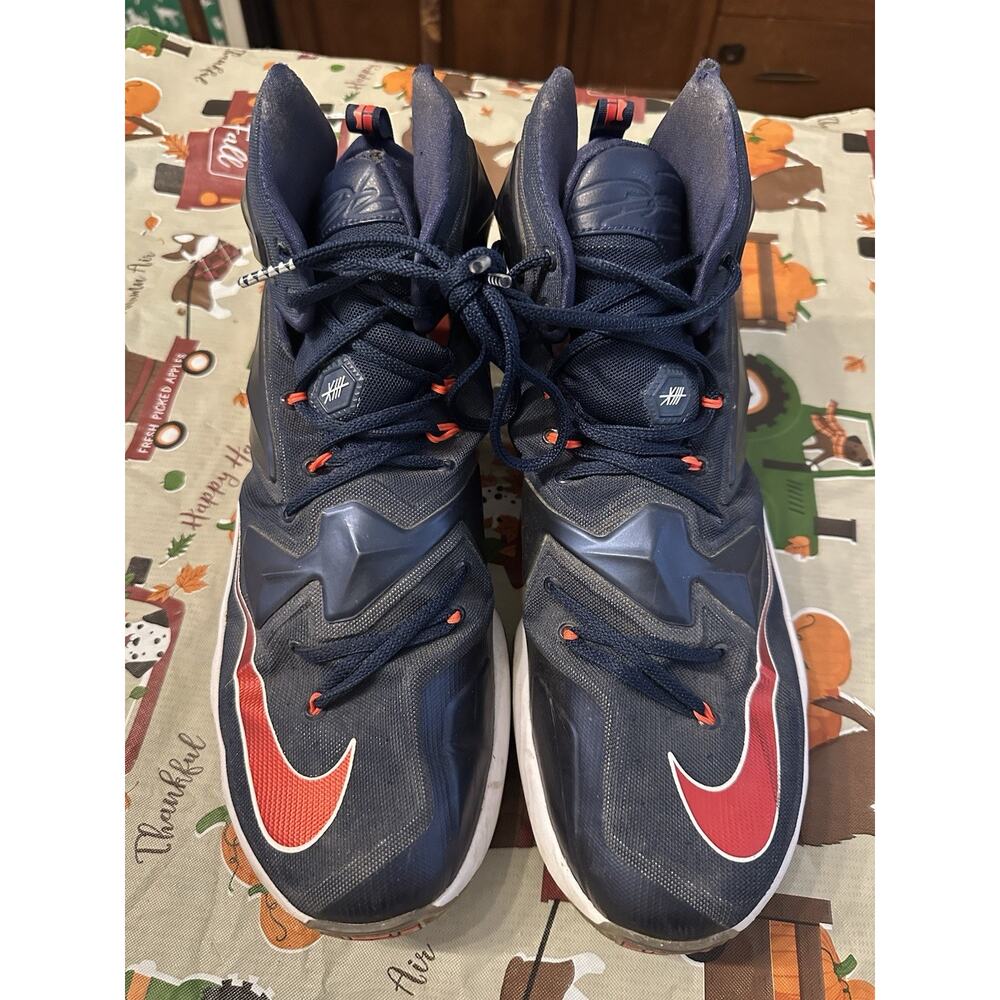 Men's Nike Lebron 13 XIII Hi Top Navy Red Swoosh Basketball Sneaker Shoe Size 13